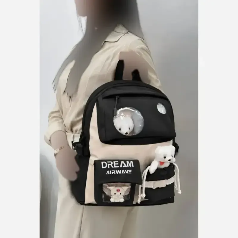 کوله پشتی دخترانه دیبا ضد آب رنگ مشکی کرم